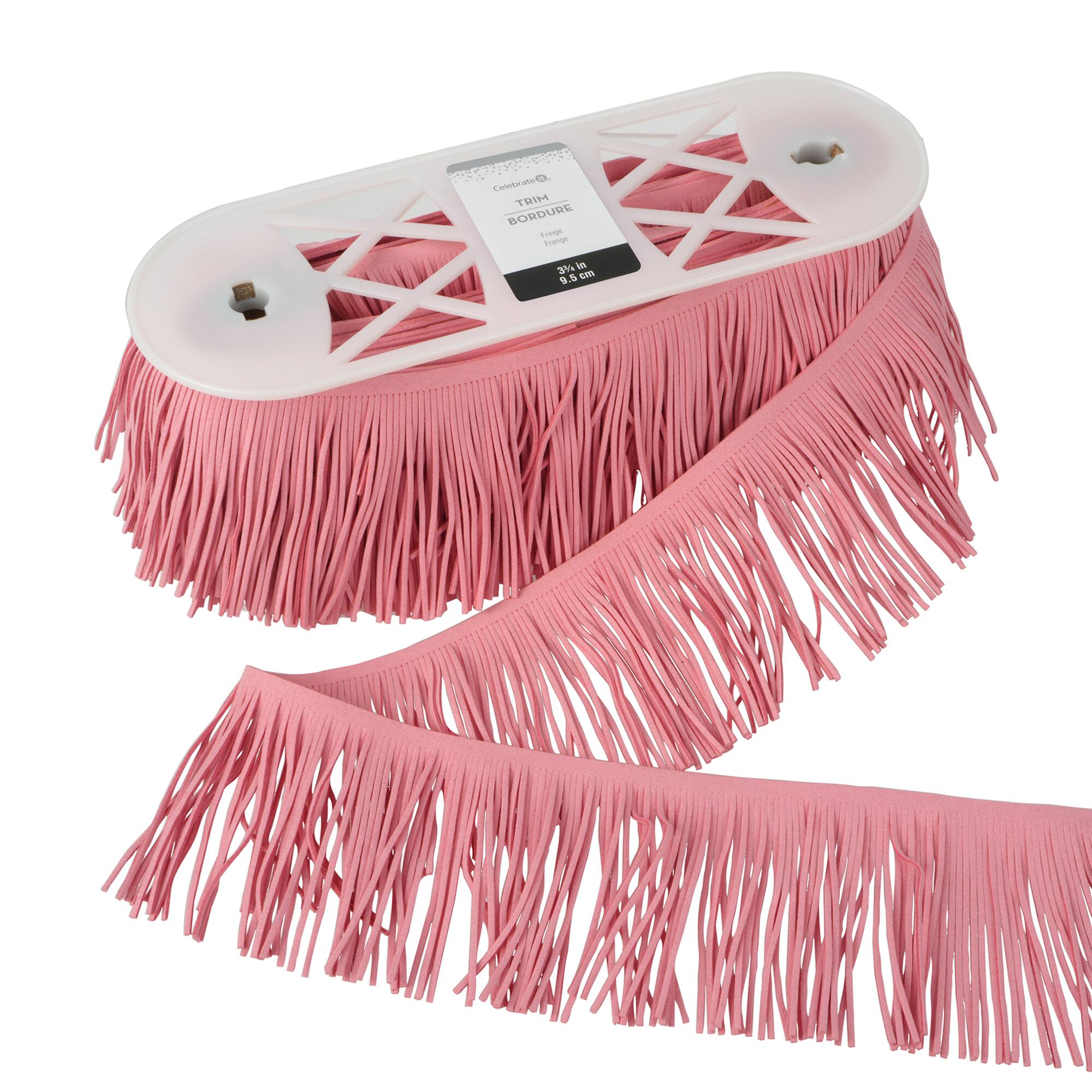3 3/4" Pink Flocked Fringe Trim by Celebrate It®